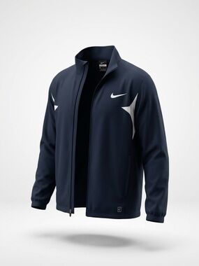 Nike Men's Dark Blue Performance Track Jacket with White Accents